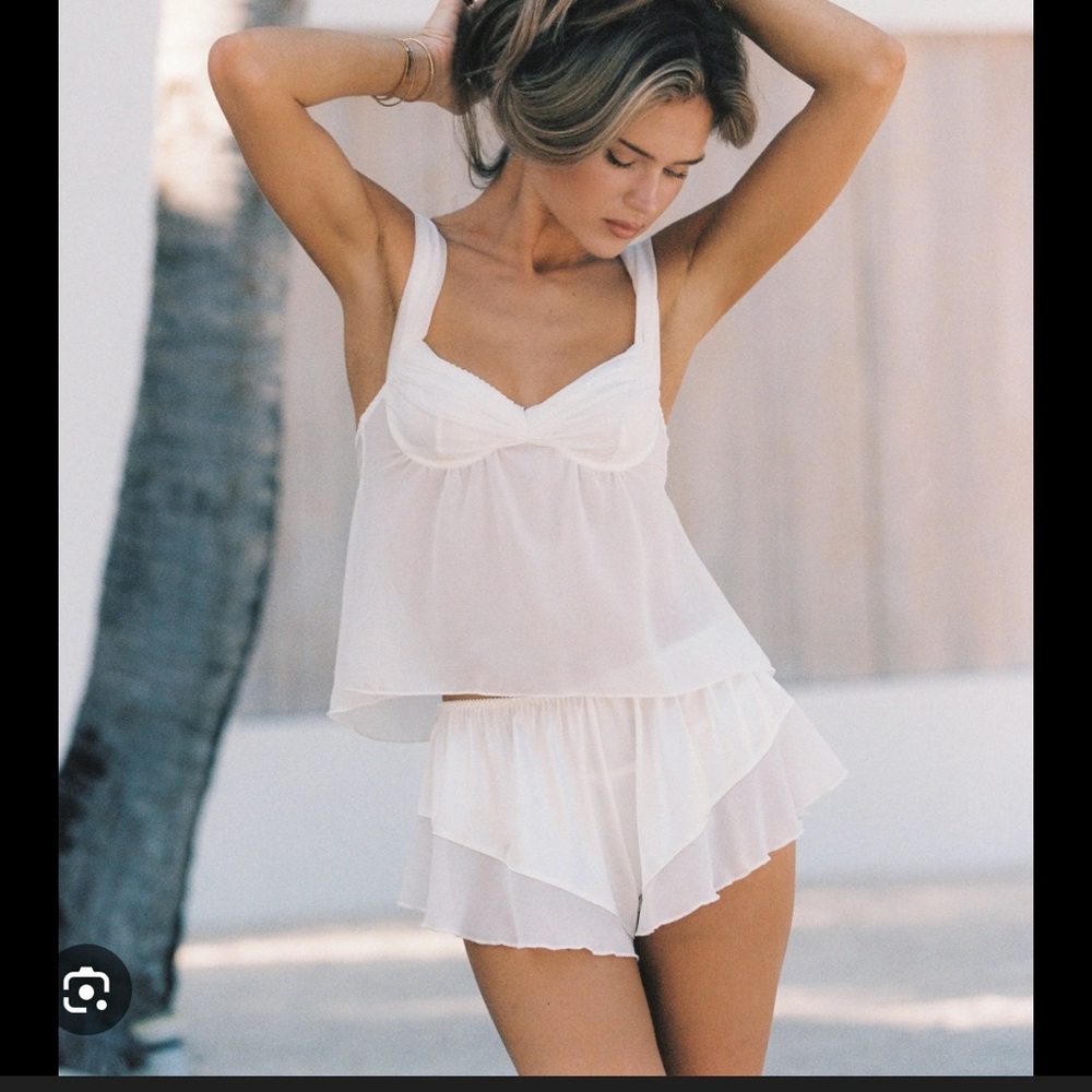 Chic White Women's Chemise Set